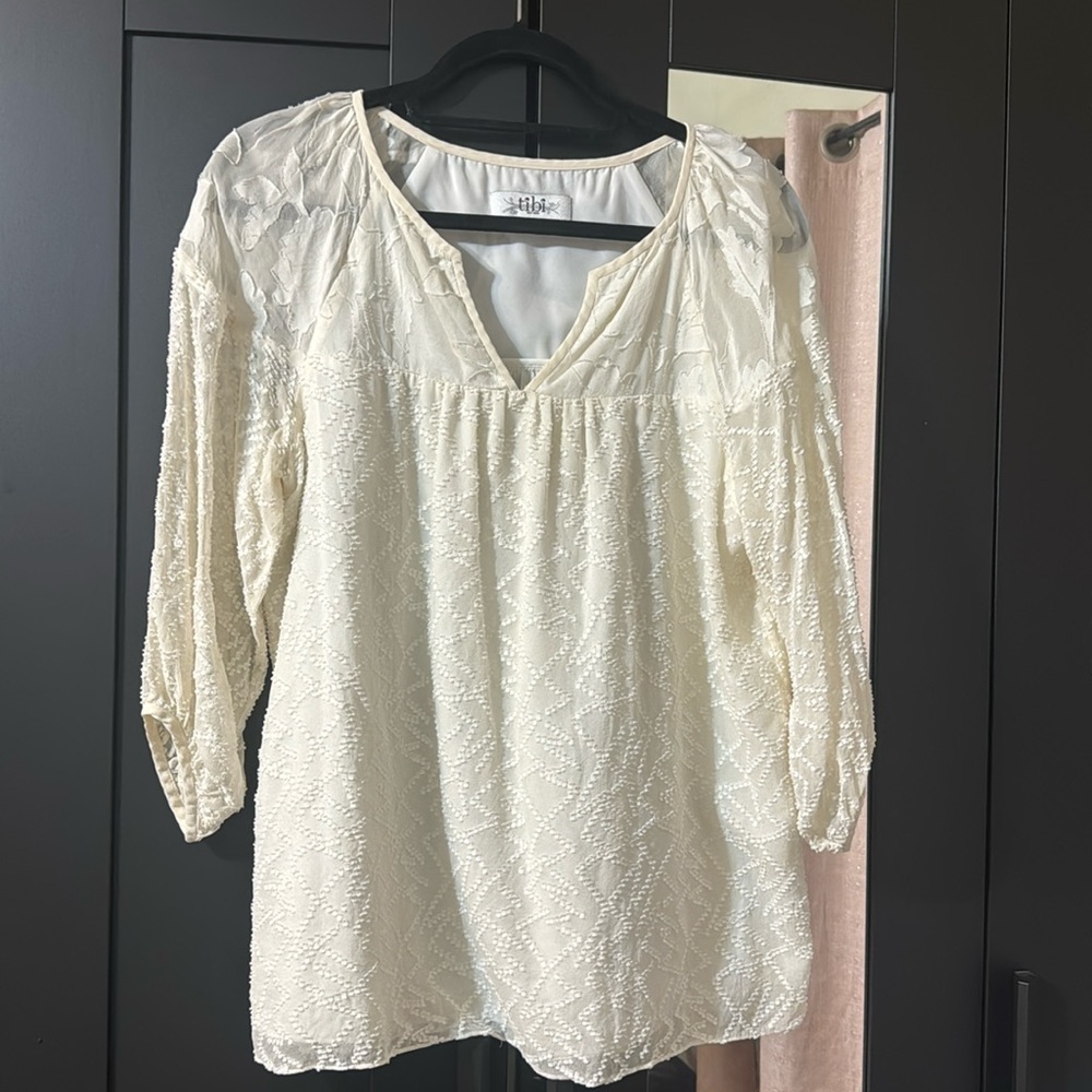Tibi silk textured top